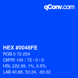 Color code: HEX #0048FE | qconv.com