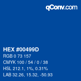 Color code: HEX #00499D | qconv.com