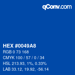 Color code: HEX #0049A8 | qconv.com