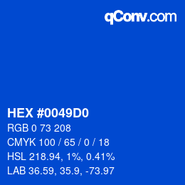 カラーコード: HEX #0049D0 | qconv.com