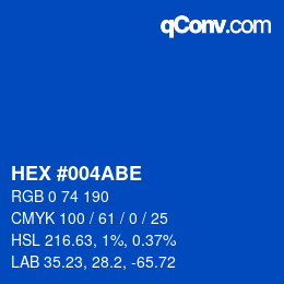 Color code: HEX #004ABE | qconv.com