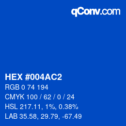 颜色代码: HEX #004AC2 | qconv.com