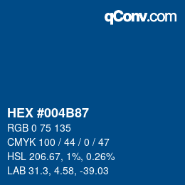 Color code: HEX #004B87 | qconv.com