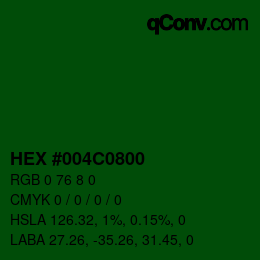 Color code: HEX #004C0800 | qconv.com