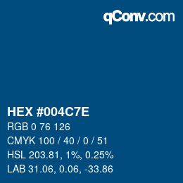 Color code: HEX #004C7E | qconv.com