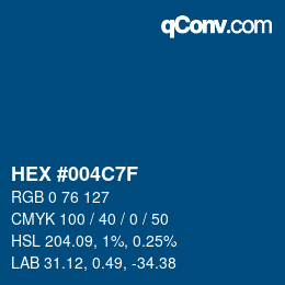 Color code: HEX #004C7F | qconv.com