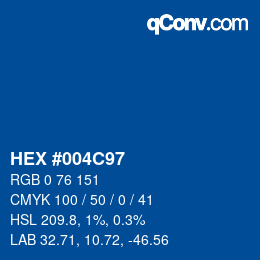 颜色代码: HEX #004C97 | qconv.com