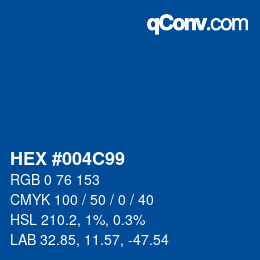 颜色代码: HEX #004C99 | qconv.com