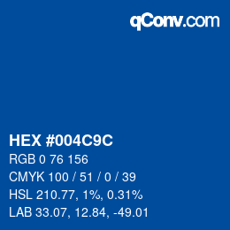 カラーコード: HEX #004C9C | qconv.com