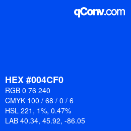 Color code: HEX #004CF0 | qconv.com