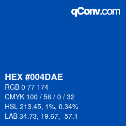Color code: HEX #004DAE | qconv.com