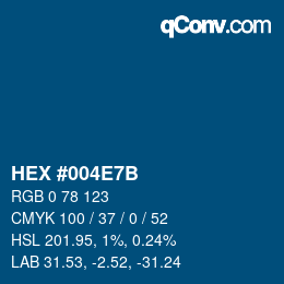 颜色代码: HEX #004E7B | qconv.com