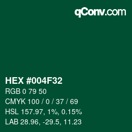 Color code: HEX #004F32 | qconv.com