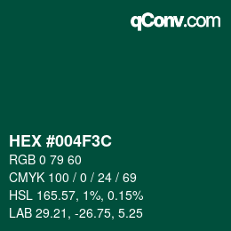 Color code: HEX #004F3C | qconv.com