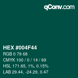 颜色代码: HEX #004F44 | qconv.com