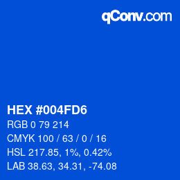 颜色代码: HEX #004FD6 | qconv.com