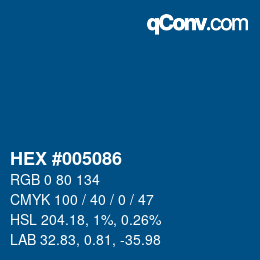 Color code: HEX #005086 | qconv.com