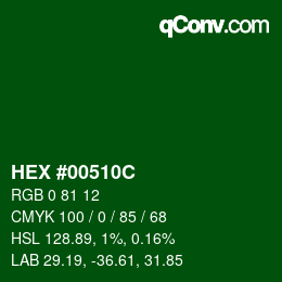 Color code: HEX #00510C | qconv.com