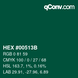 Color code: HEX #00513B | qconv.com