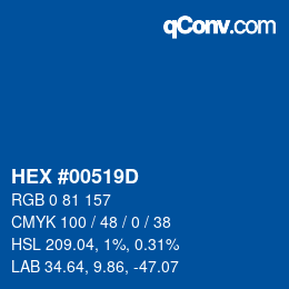 颜色代码: HEX #00519D | qconv.com