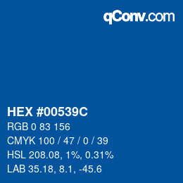 Color code: HEX #00539C | qconv.com