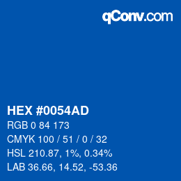 Farbcode: HEX #0054AD | qconv.com