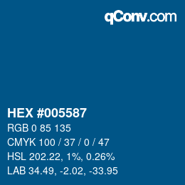颜色代码: HEX #005587 | qconv.com