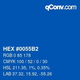 颜色代码: HEX #0055B2 | qconv.com
