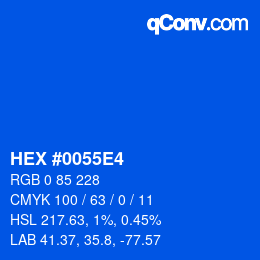 Color code: HEX #0055E4 | qconv.com