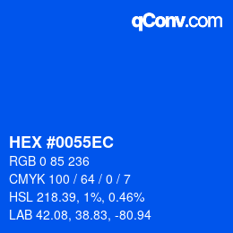 Color code: HEX #0055EC | qconv.com