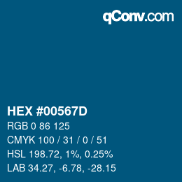 カラーコード: HEX #00567D | qconv.com