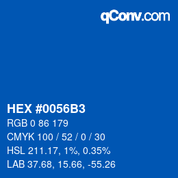 カラーコード: HEX #0056B3 | qconv.com