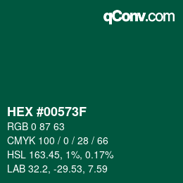 Color code: HEX #00573F | qconv.com