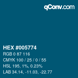 Code couleur: HEX #005774 | qconv.com