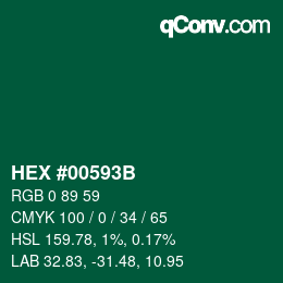 颜色代码: HEX #00593B | qconv.com