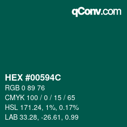 Color code: HEX #00594C | qconv.com