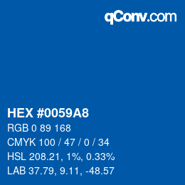 Color code: HEX #0059A8 | qconv.com