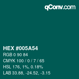 Código de color: HEX #005A54 | qconv.com