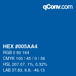 Código de color: HEX #005AA4 | qconv.com