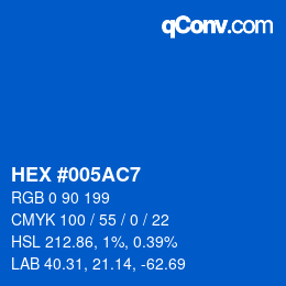 Color code: HEX #005AC7 | qconv.com