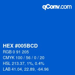 颜色代码: HEX #005BCD | qconv.com