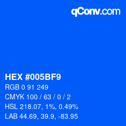 Color code: HEX #005BF9 | qconv.com