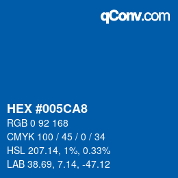 颜色代码: HEX #005CA8 | qconv.com