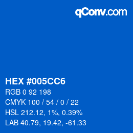 Color code: HEX #005CC6 | qconv.com