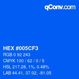 Color code: HEX #005CF3 | qconv.com