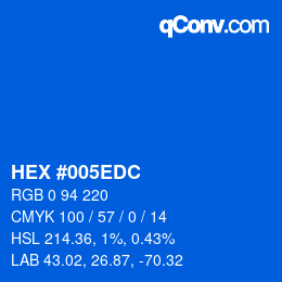 Color code: HEX #005EDC | qconv.com