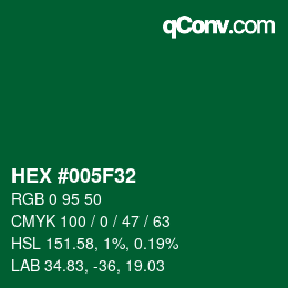 Código de color: HEX #005F32 | qconv.com