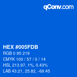 カラーコード: HEX #005FDB | qconv.com