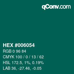 Color code: HEX #006054 | qconv.com