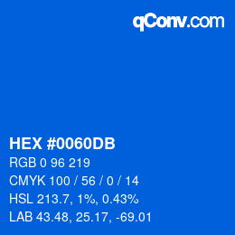 Color code: HEX #0060DB | qconv.com